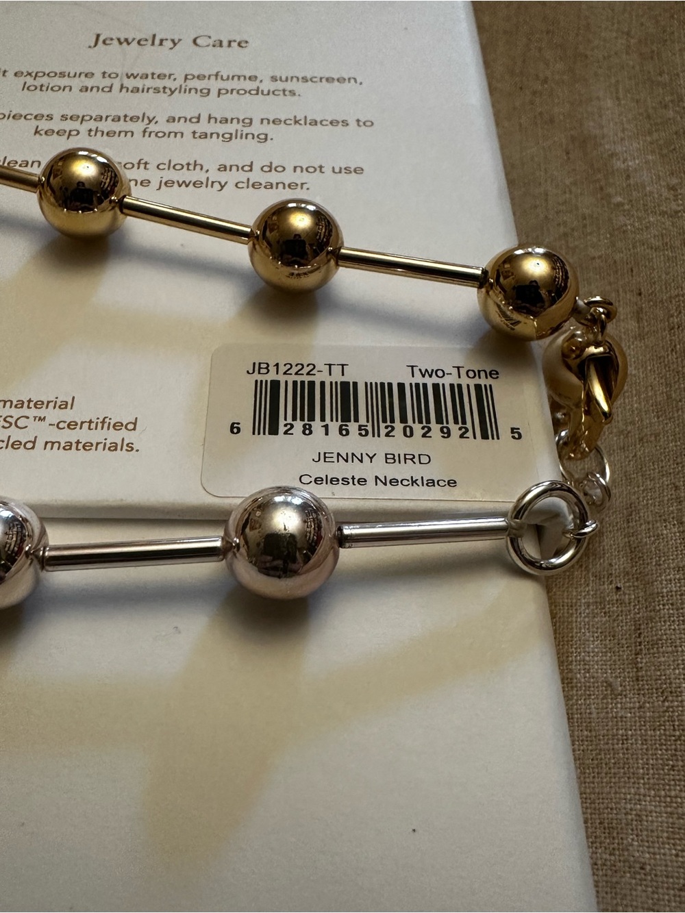 Jenny Bird Two-Tone Bead Link Necklace in Silver & Gold Tones - Picture 6 of 9